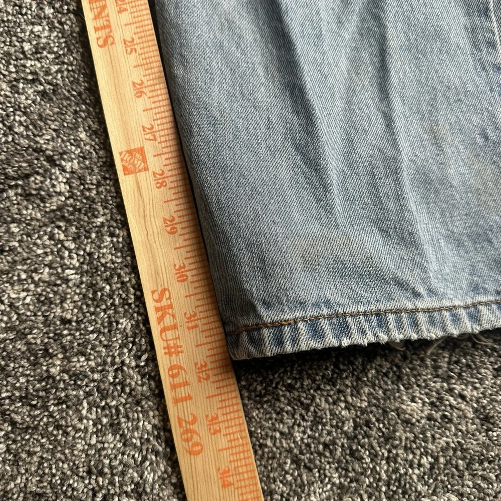 Levis 505 Jeans 38x32 Blue Distressed Denim Straight Leg Faded Y2K Grunge Skater